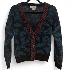 VINTAGE 90s Jed V-Neck Knitted Leaf Cardigan